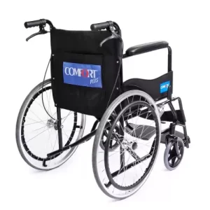 TEKERLEKLİ SANDALYE (REFAKATÇI FRENLİ) COMFORT PLUS KY809BJ SİYAH KUMAŞ